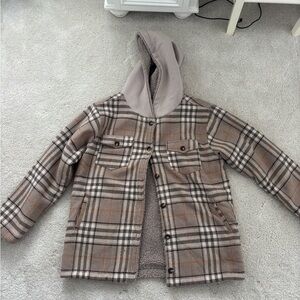 Plaid Sherpa Lined Teddy Jacket